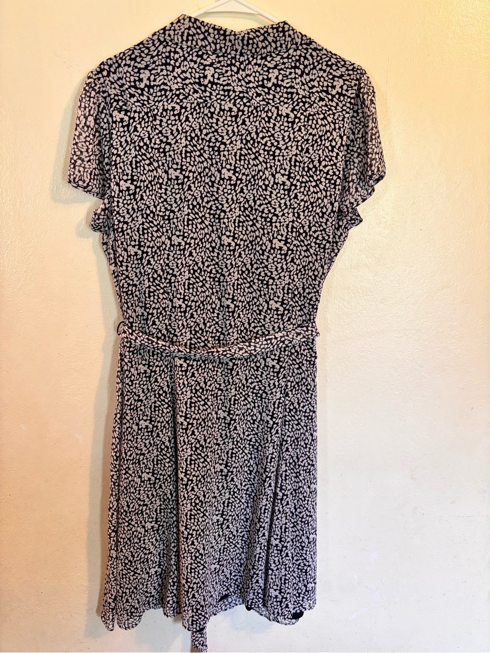 MSK Navy and White Printed Short-Sleeve Tie-Waist Midi Dress - Picture 9 of 9